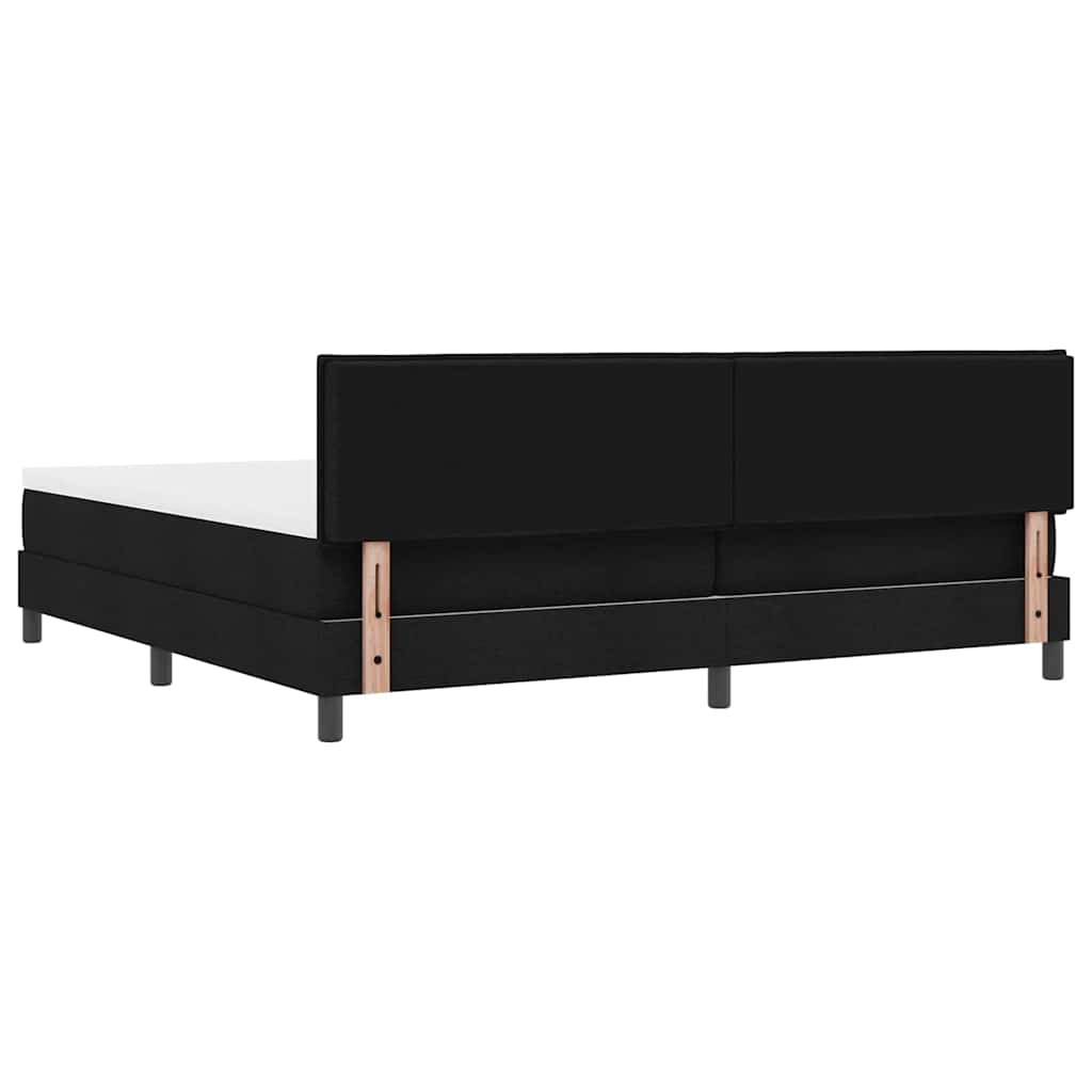 Boxspringbett mit LED-Lichtleisten Schwarz 200 x 200 cm Stoff