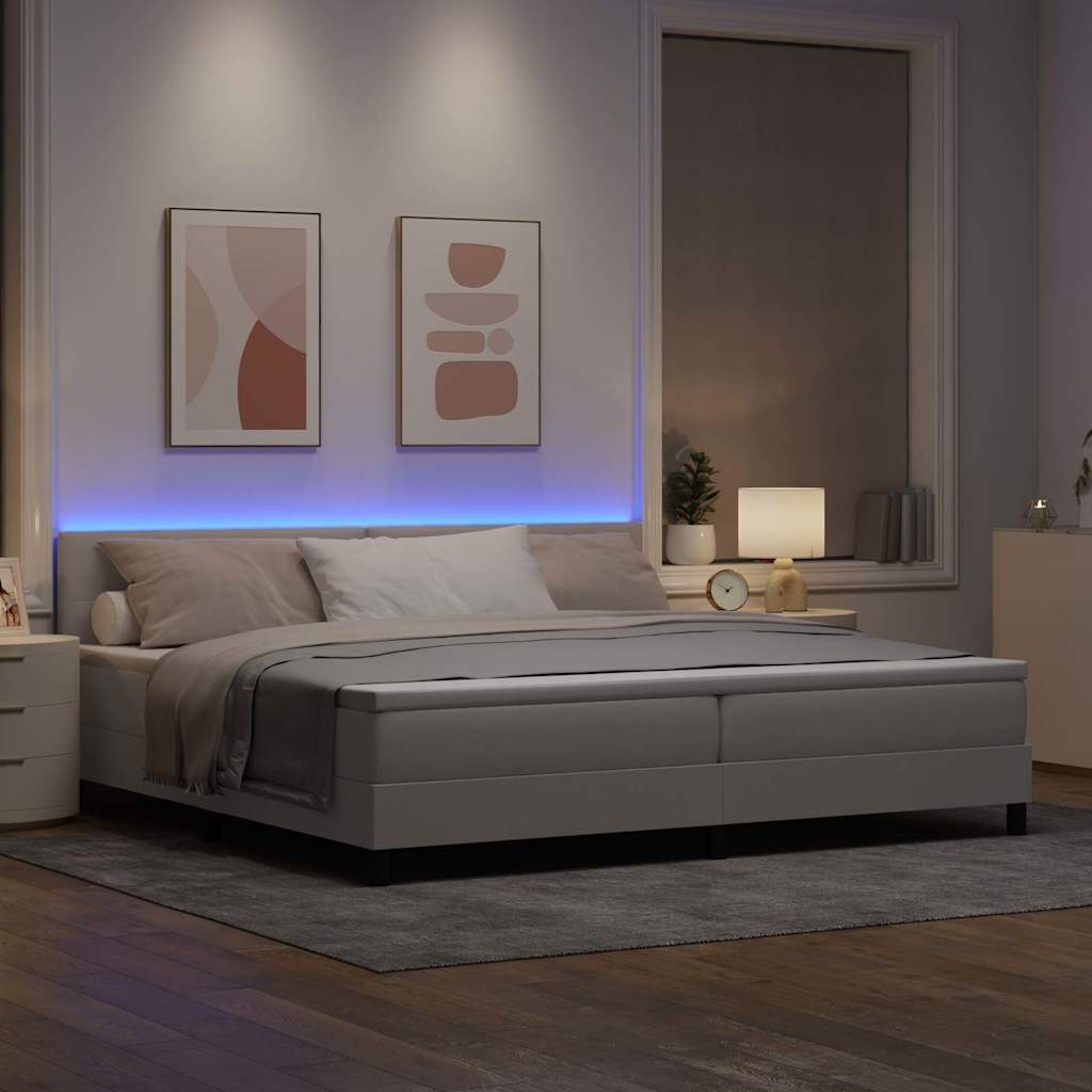 Boxspringbett mit LED-Lichtleisten Taupe 200 x 200 cm Stoff