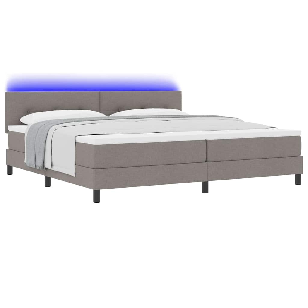 Boxspringbett mit LED-Lichtleisten Taupe 200 x 200 cm Stoff