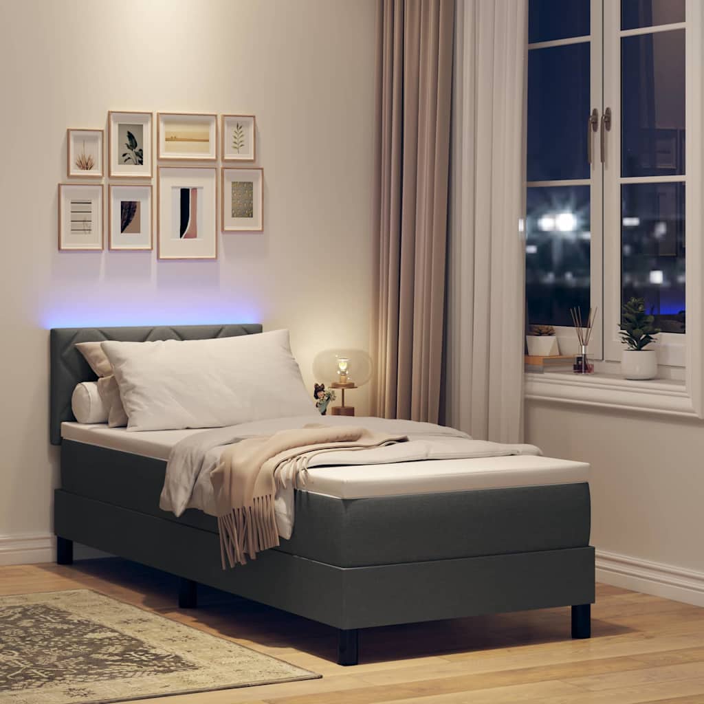 Boxspringbett mit Kissen Dunkelgrau 80 x 200 cm Stoff