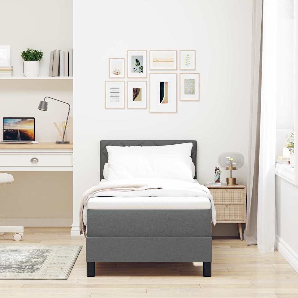 Boxspringbett mit Kissen Dunkelgrau 80 x 200 cm Stoff