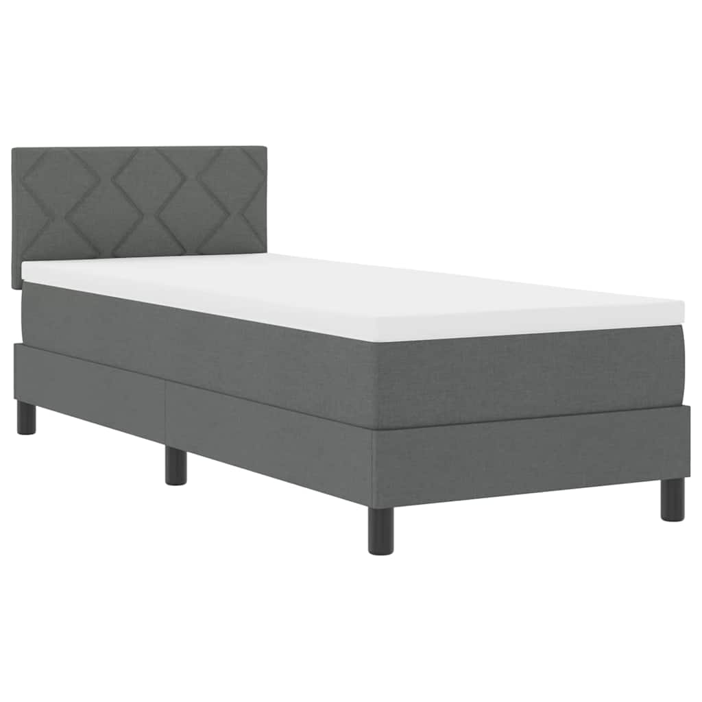 Boxspringbett mit Kissen Dunkelgrau 80 x 200 cm Stoff