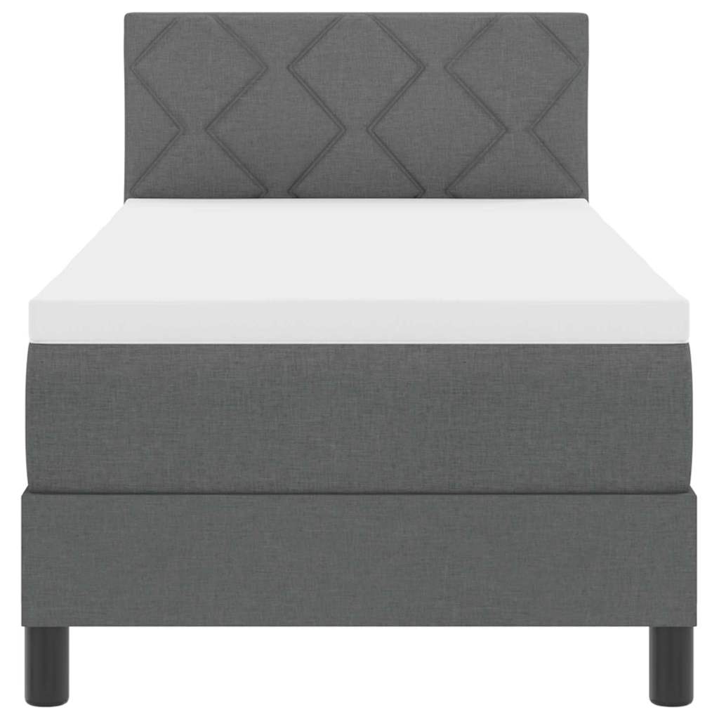 Boxspringbett mit Kissen Dunkelgrau 80 x 200 cm Stoff