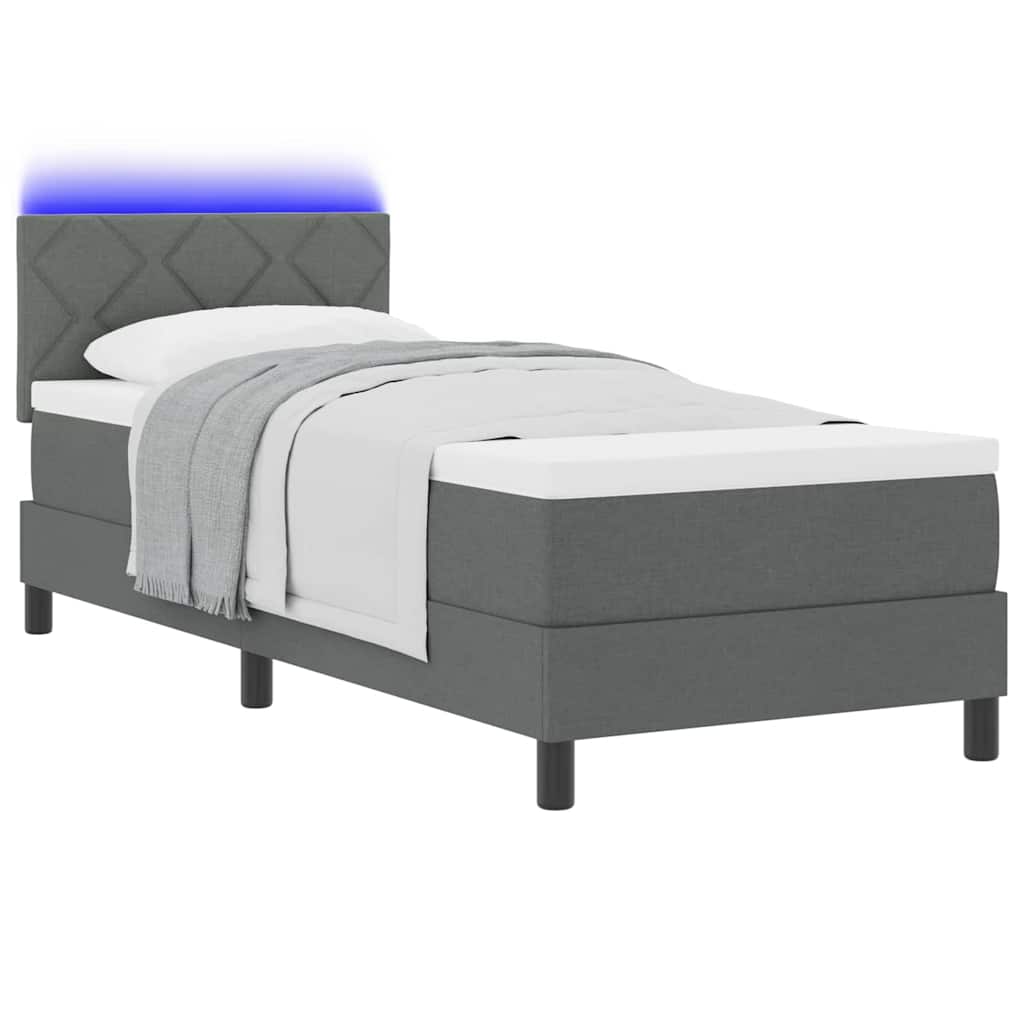 Boxspringbett mit Kissen Dunkelgrau 80 x 200 cm Stoff