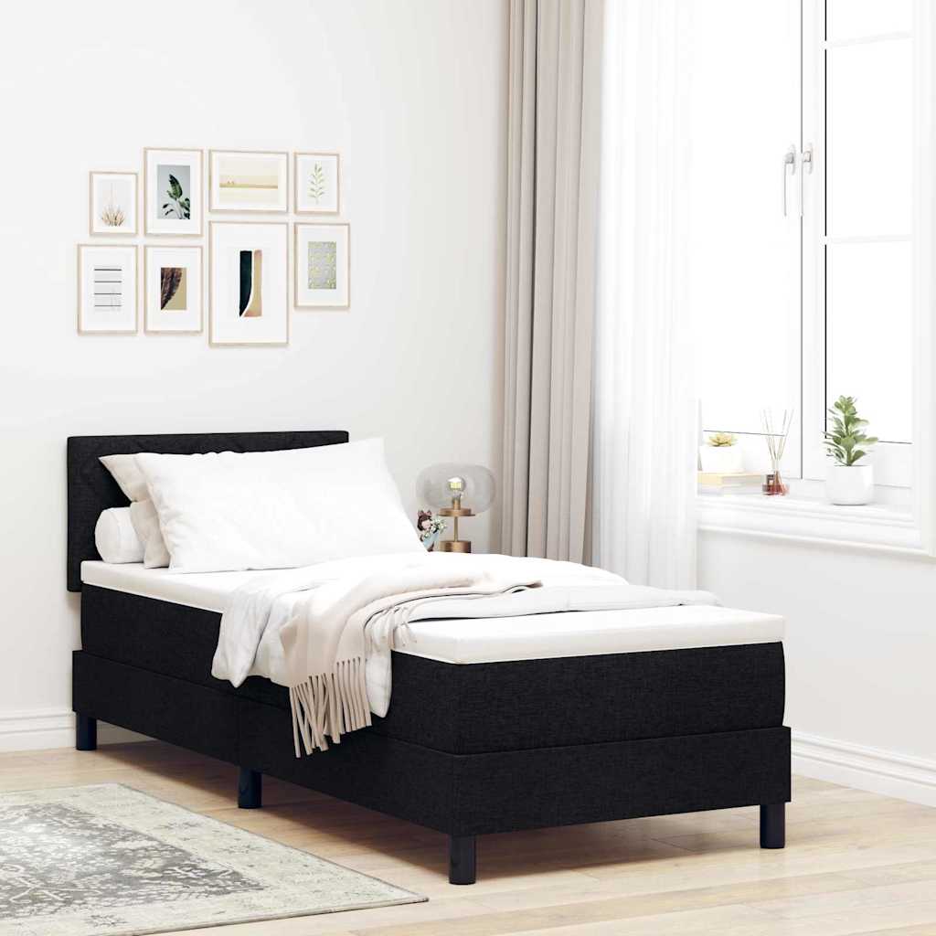 Boxspringbett mit LED-Lichtleisten Schwarz 80 x 200 cm Stoff