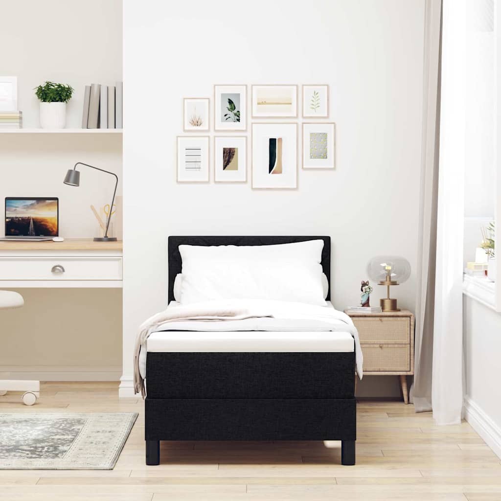 Boxspringbett mit LED-Lichtleisten Schwarz 80 x 200 cm Stoff