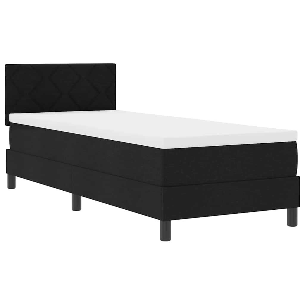 Boxspringbett mit LED-Lichtleisten Schwarz 80 x 200 cm Stoff