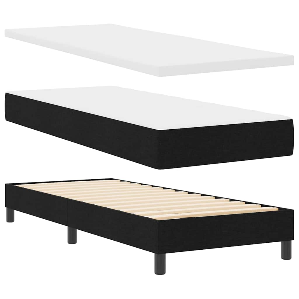 Boxspringbett mit LED-Lichtleisten Schwarz 80 x 200 cm Stoff