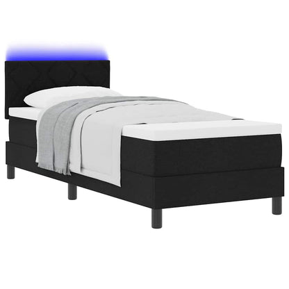 Boxspringbett mit LED-Lichtleisten Schwarz 80 x 200 cm Stoff