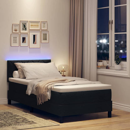 Boxspringbett mit Kissen mit Kopfteil Schwarz 90 x 190 cm Stoff