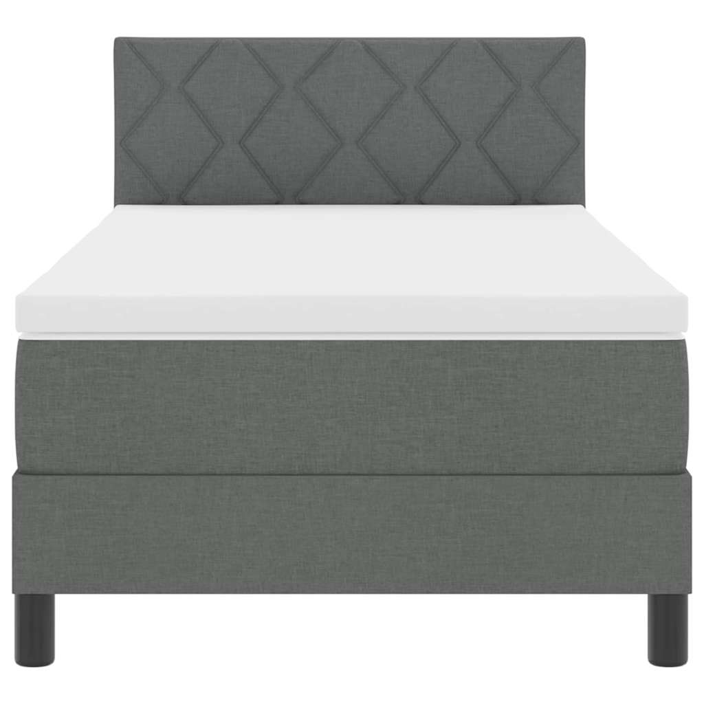 Boxspringbett mit LED-Lichtleisten Dunkelgrau 90 x 200 cm Stoff