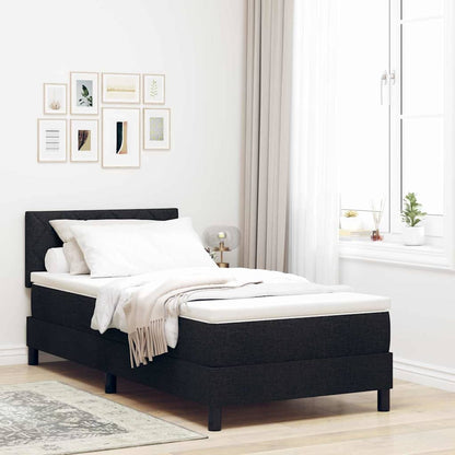 Boxspringbett mit Kissen mit Kopfteil Schwarz 90 x 200 cm Stoff