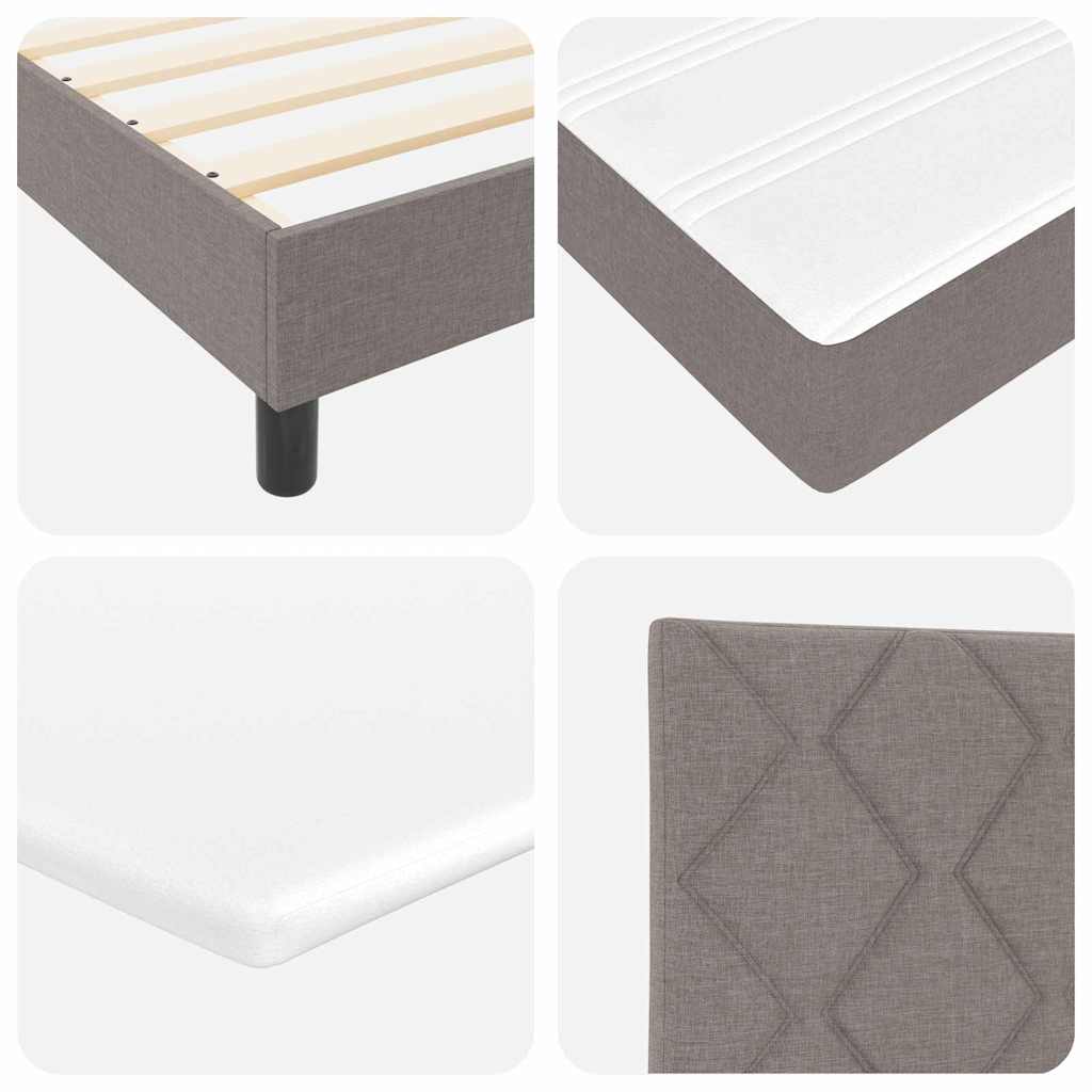 Boxspringbett mit Kissen mit Kopfteil Taupe 90 x 200 cm Stoff