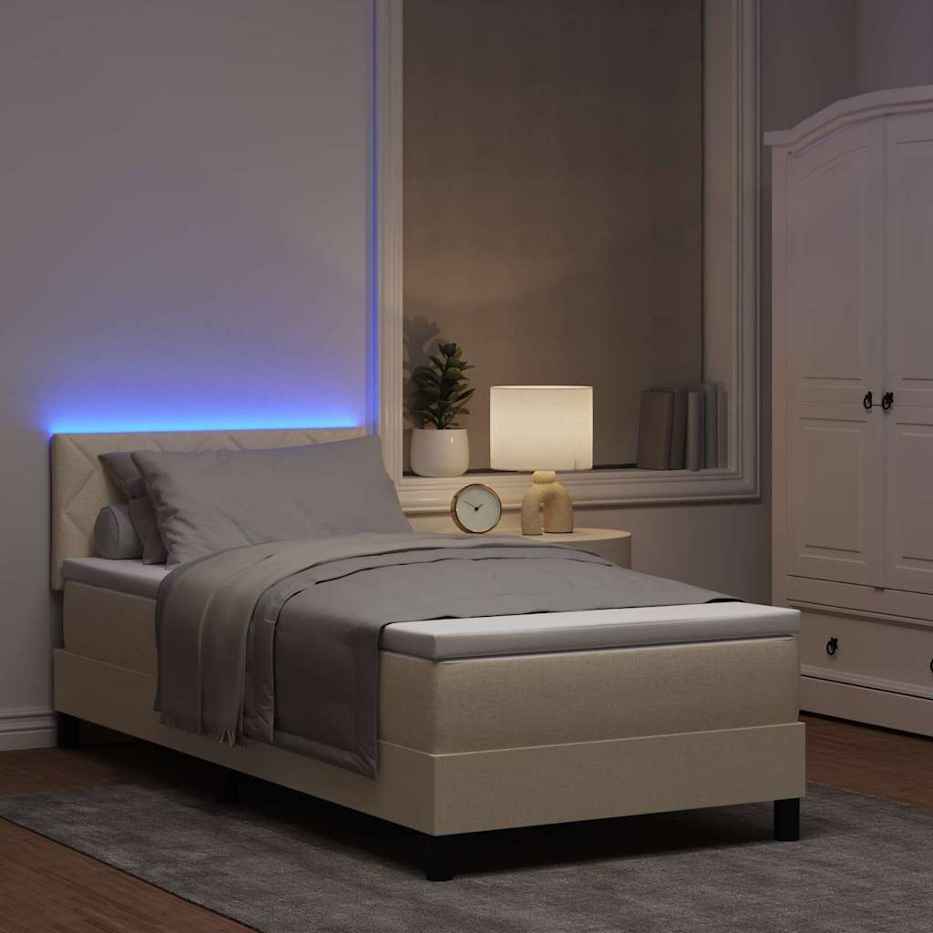 Boxspringbett mit Kissen mit Kopfteil Creme 100 x 200 cm Stoff