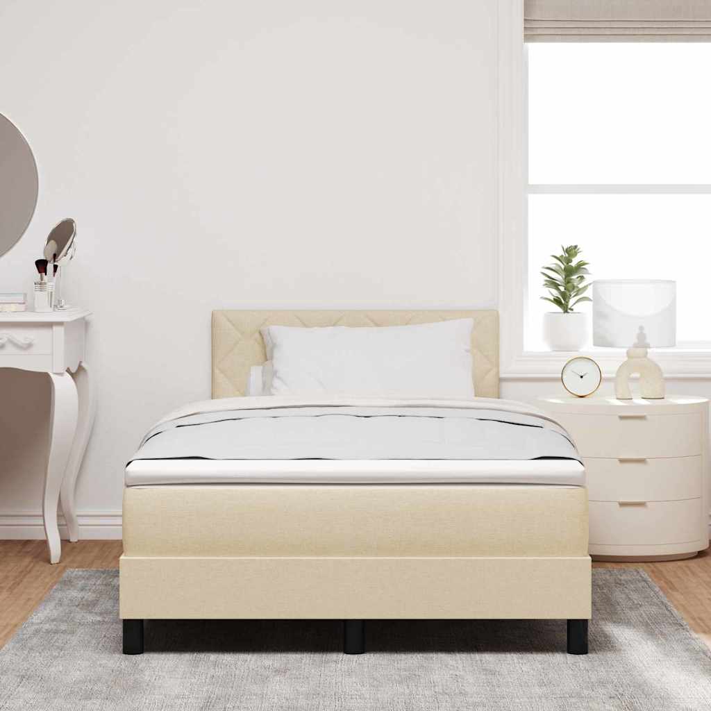 Boxspringbett mit LED-Lichtleisten Creme 120 x 200 cm Stoff