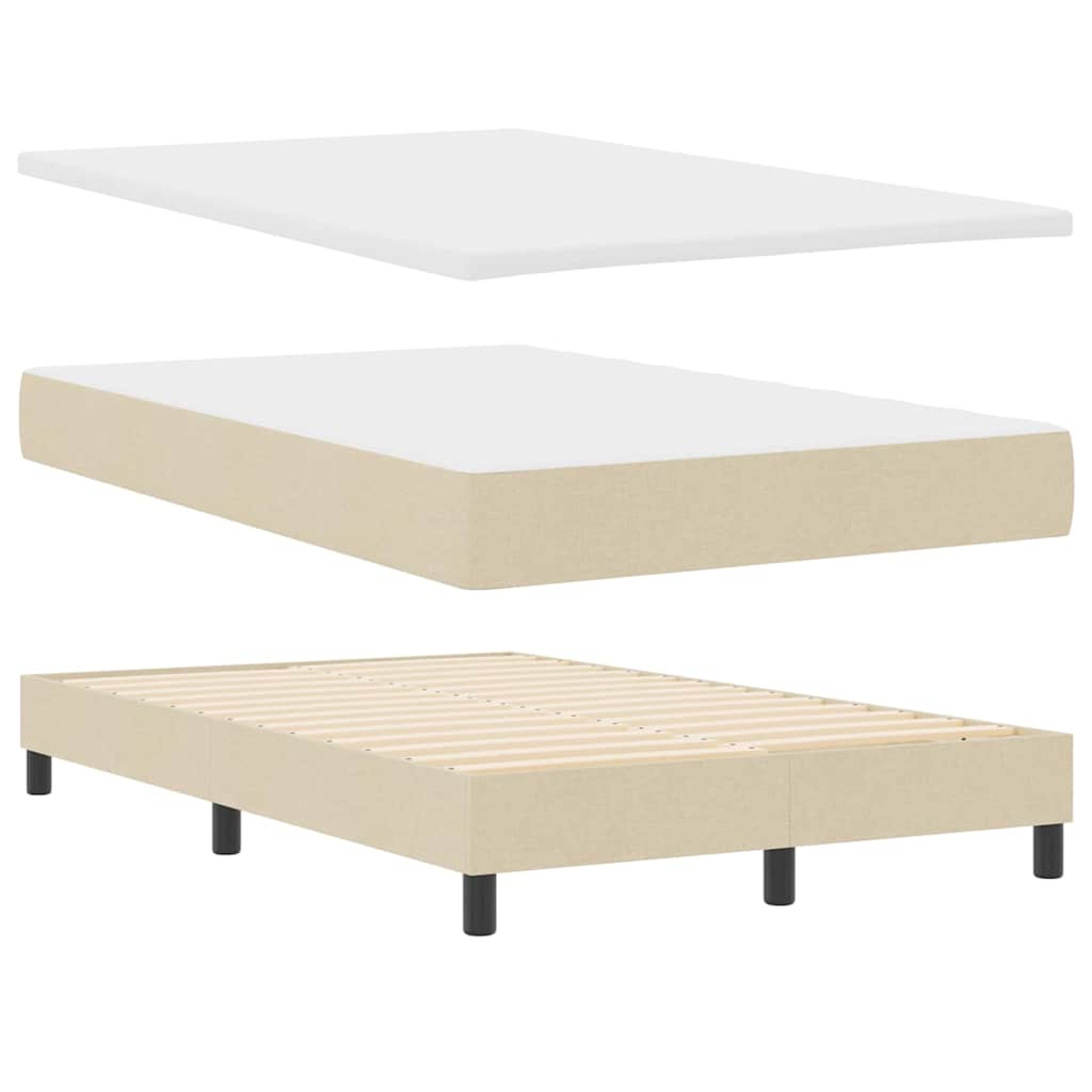 Boxspringbett mit LED-Lichtleisten Creme 120 x 200 cm Stoff