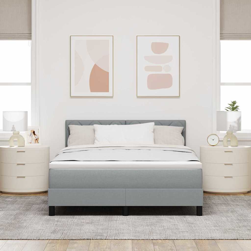 Boxspringbett mit LED-Lichtleisten Hellgrau 140 x 190 cm Stoff