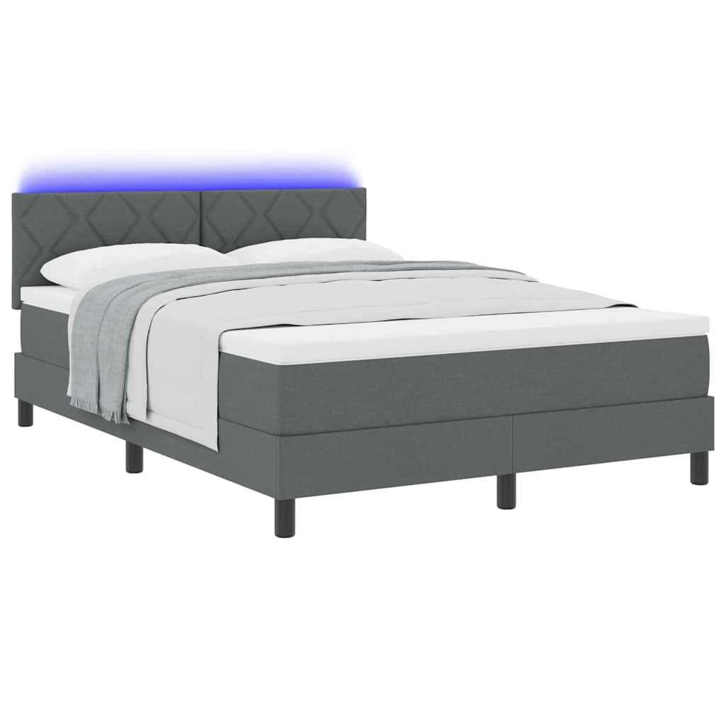Boxspringbett mit Kopfteil Dunkelgrau 140 x 200 cm Stoff