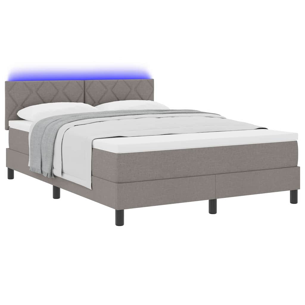 Boxspringbett mit Kissen mit Kopfteil Taupe 160 x 200 cm Stoff