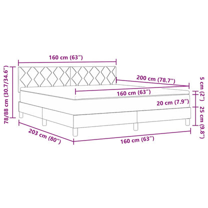 Boxspringbett mit Kissen mit Kopfteil Taupe 160 x 200 cm Stoff