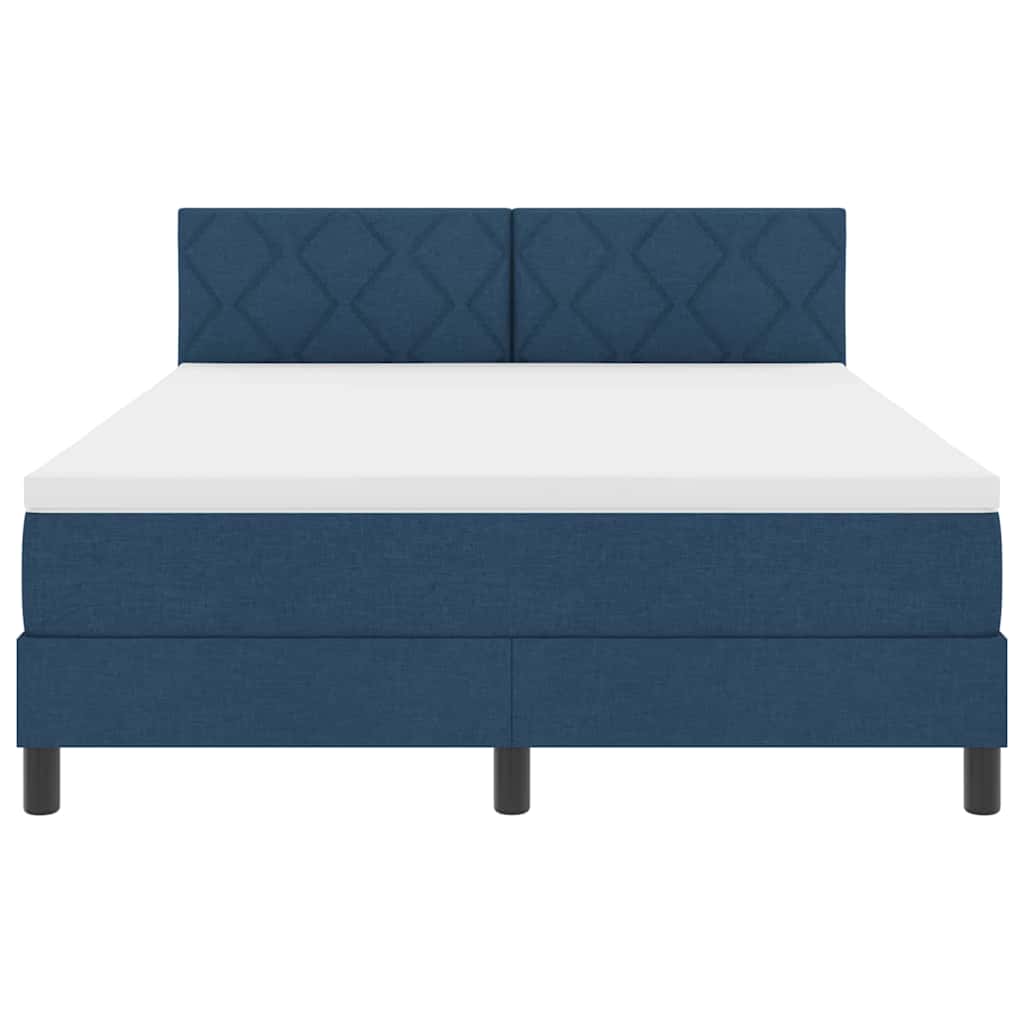 Boxspringbett mit LED-Lichtleisten Blau 160 x 200 cm Stoff