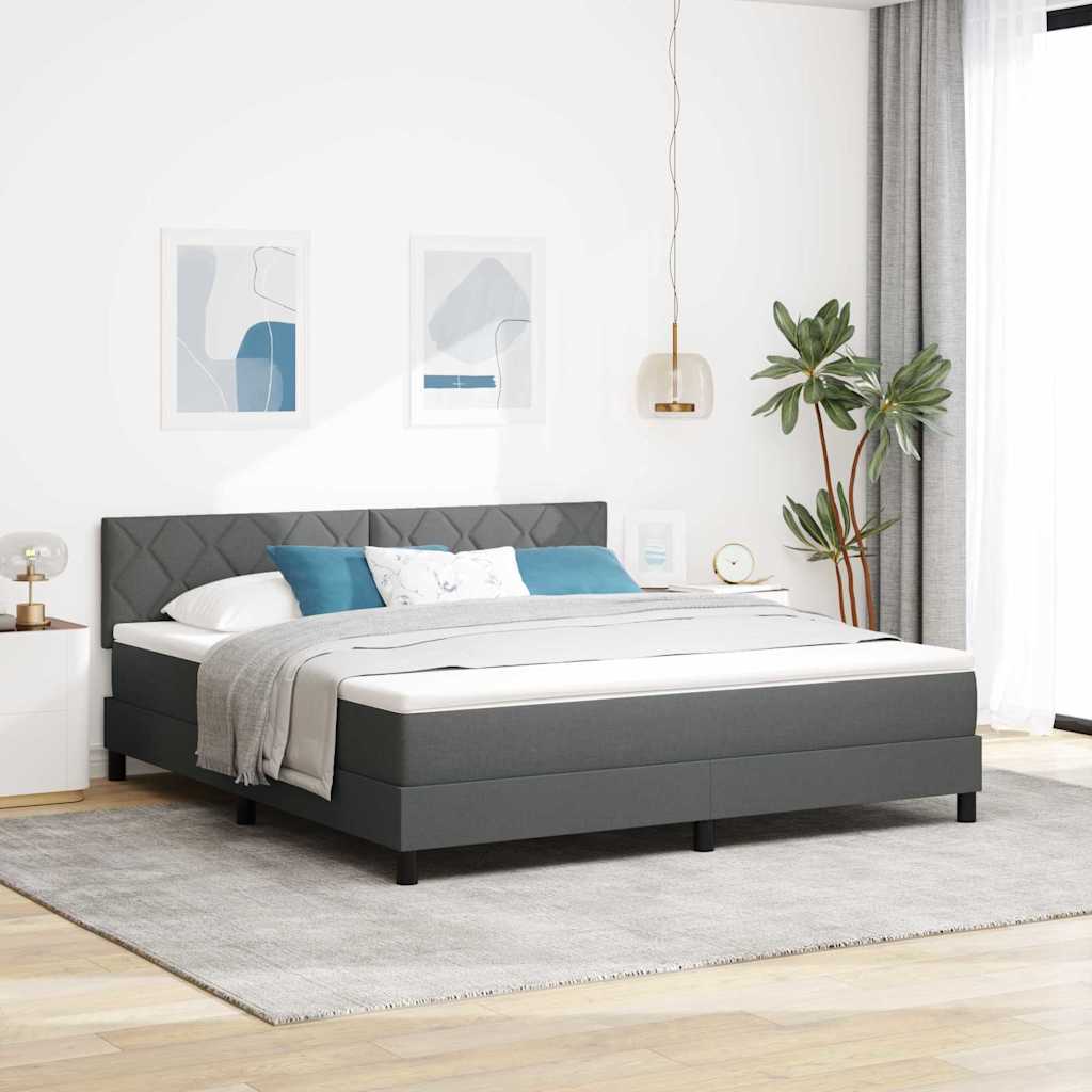 Boxspringbett mit Kopfteil Dunkelgrau 180 x 200 cm Stoff