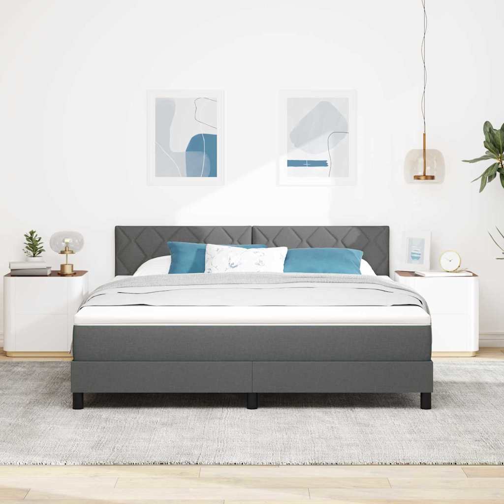 Boxspringbett mit Kopfteil Dunkelgrau 180 x 200 cm Stoff