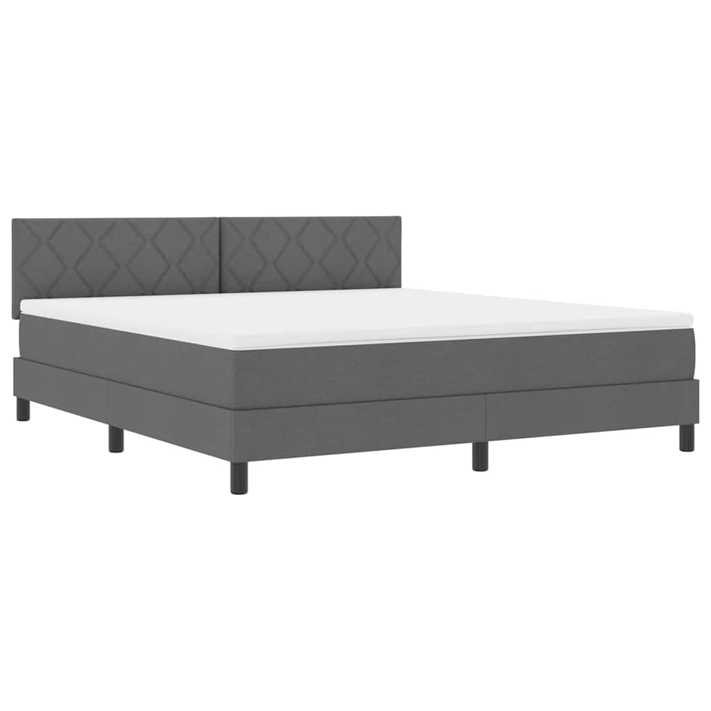 Boxspringbett mit Kopfteil Dunkelgrau 180 x 200 cm Stoff