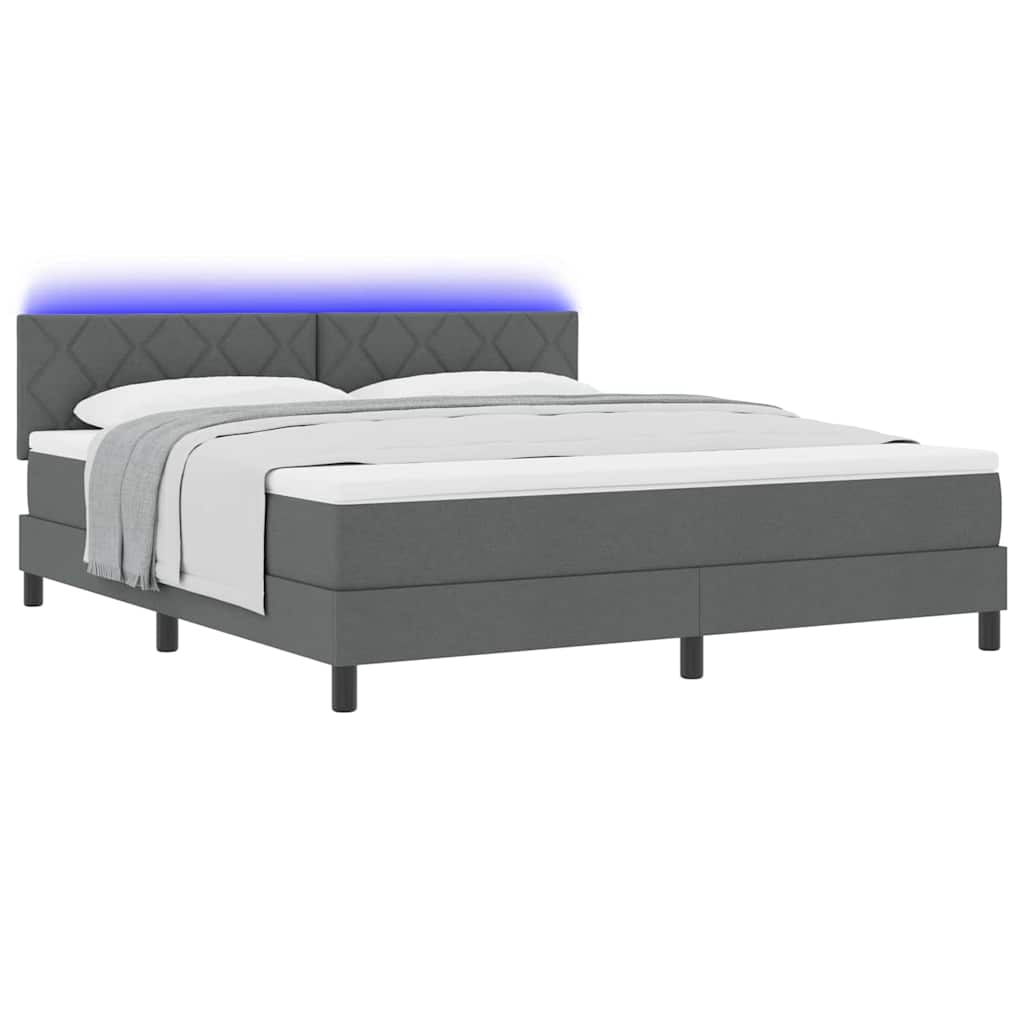 Boxspringbett mit Kopfteil Dunkelgrau 180 x 200 cm Stoff