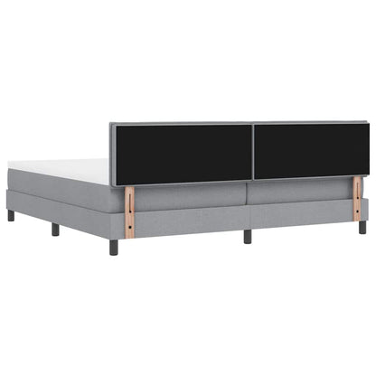 Boxspringbett mit LED-Lichtleisten Hellgrau 200 x 200 cm Stoff