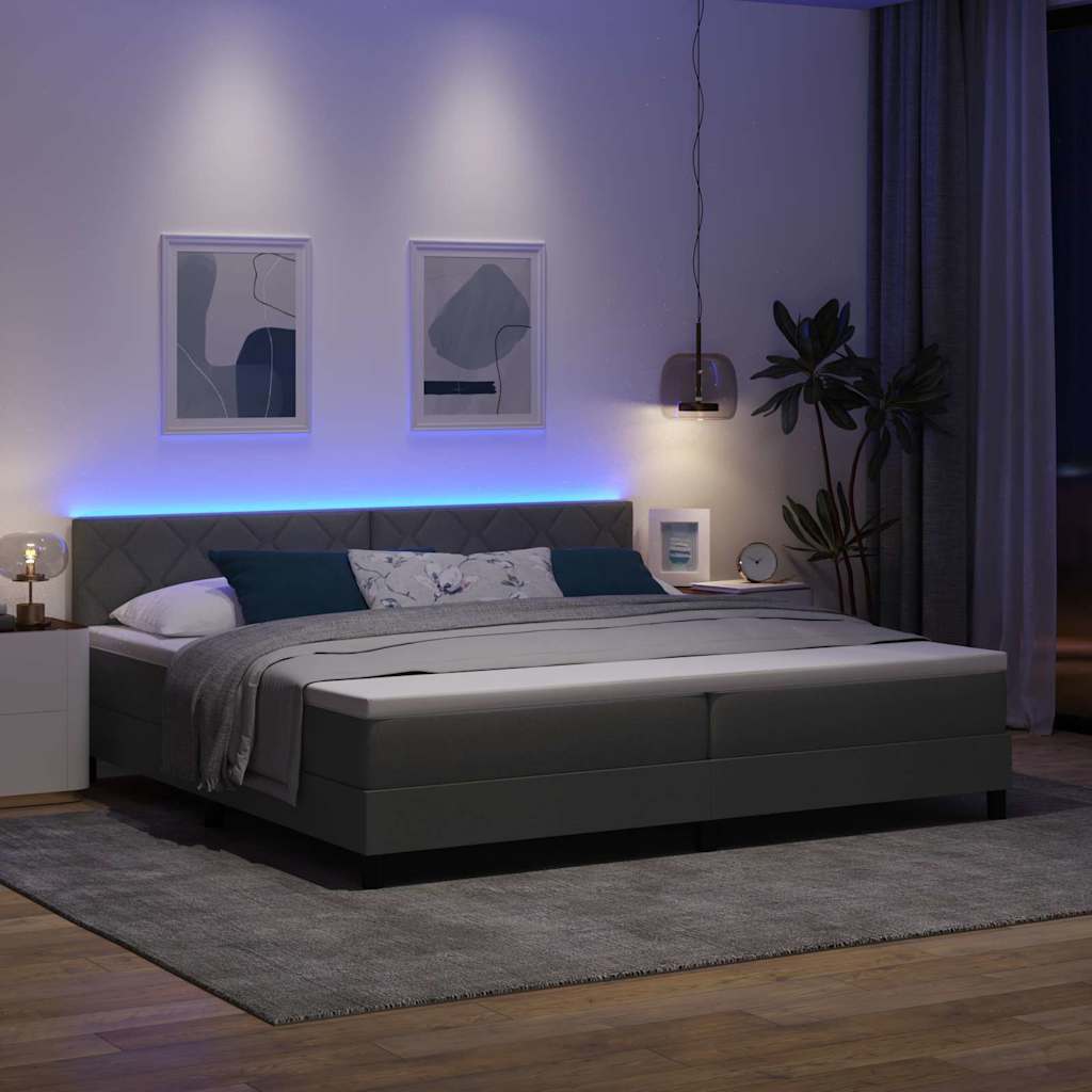 Boxspringbett mit Kopfteil Dunkelgrau 200 x 200 cm Stoff
