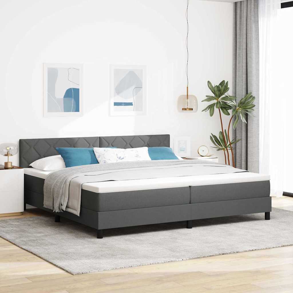 Boxspringbett mit Kopfteil Dunkelgrau 200 x 200 cm Stoff