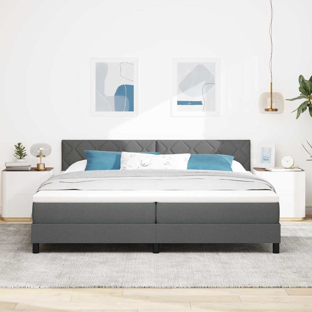 Boxspringbett mit Kopfteil Dunkelgrau 200 x 200 cm Stoff