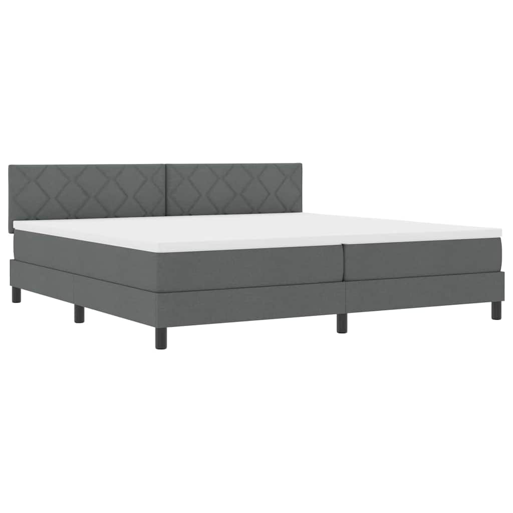 Boxspringbett mit Kopfteil Dunkelgrau 200 x 200 cm Stoff