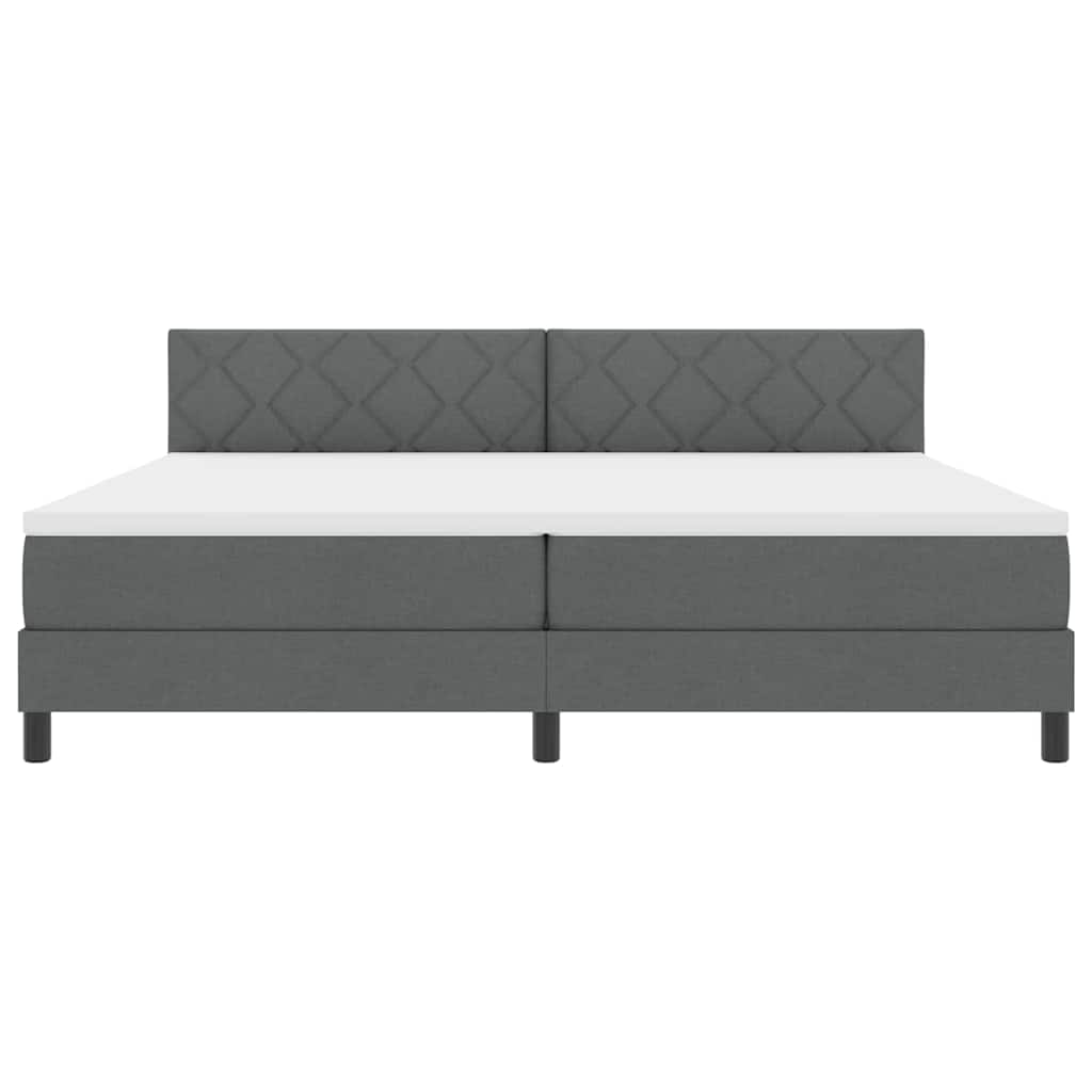 Boxspringbett mit Kopfteil Dunkelgrau 200 x 200 cm Stoff