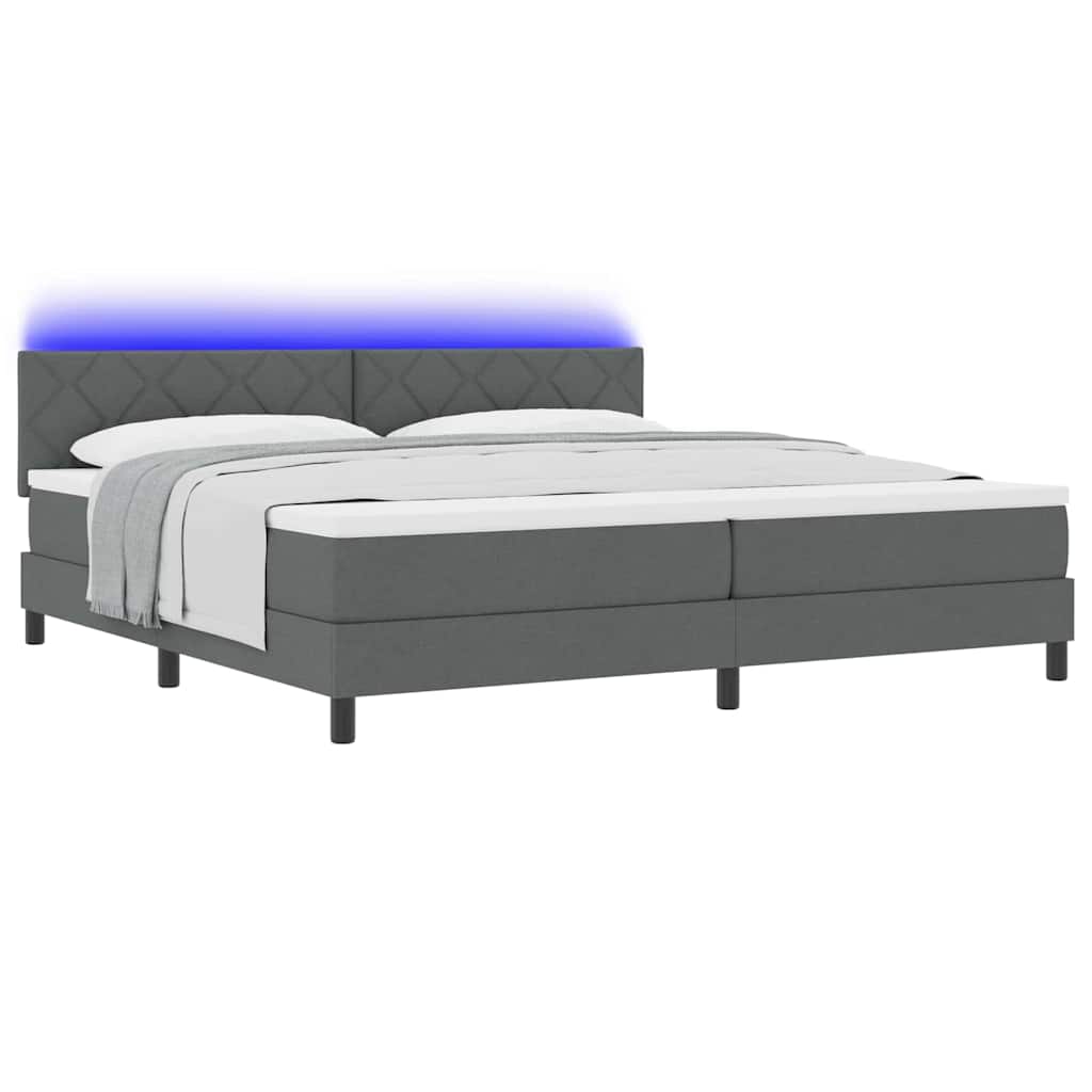 Boxspringbett mit Kopfteil Dunkelgrau 200 x 200 cm Stoff
