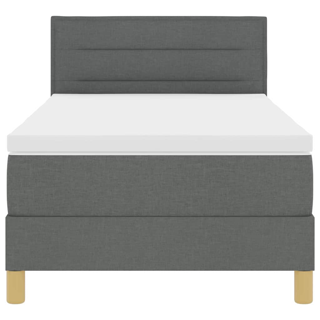 LED Boxspringbett mit Kopfteil Dunkelgrau 90 x 190 cm Stoff