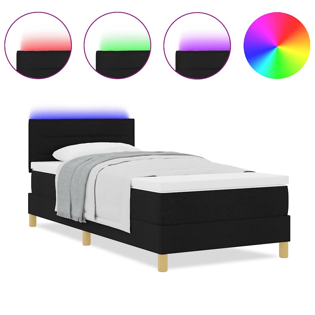 Boxspringbett mit Matratze Schwarz 90 x 190 cm Stoff