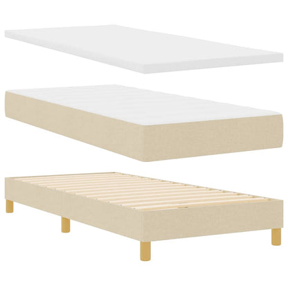 LED Boxspringbett mit LED-Lichtleisten Creme 90 x 190 cm Stoff