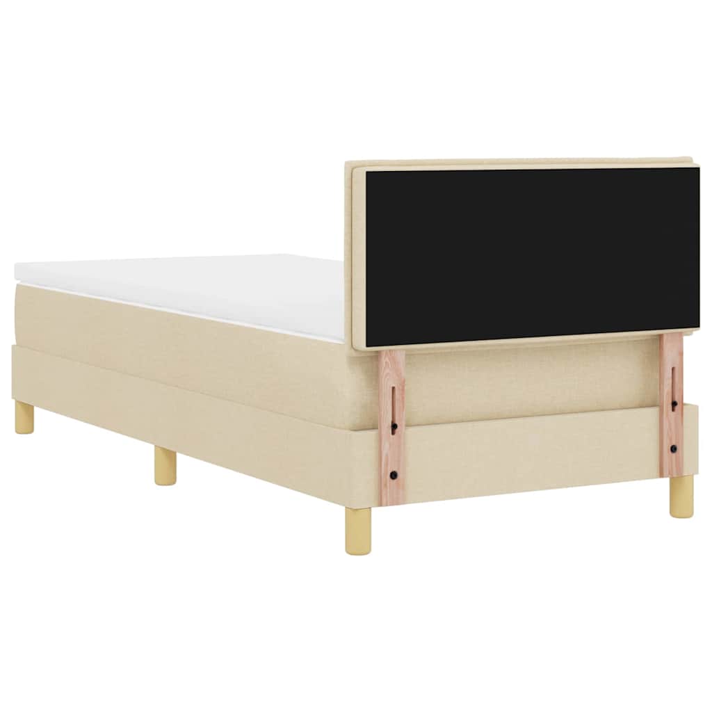 LED Boxspringbett mit LED-Lichtleisten Creme 90 x 190 cm Stoff