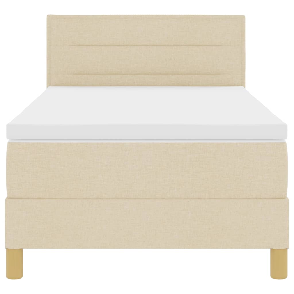 LED Boxspringbett mit LED-Lichtleisten Creme 90 x 190 cm Stoff
