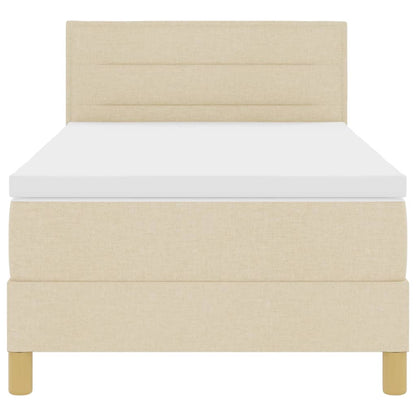 LED Boxspringbett mit LED-Lichtleisten Creme 90 x 190 cm Stoff