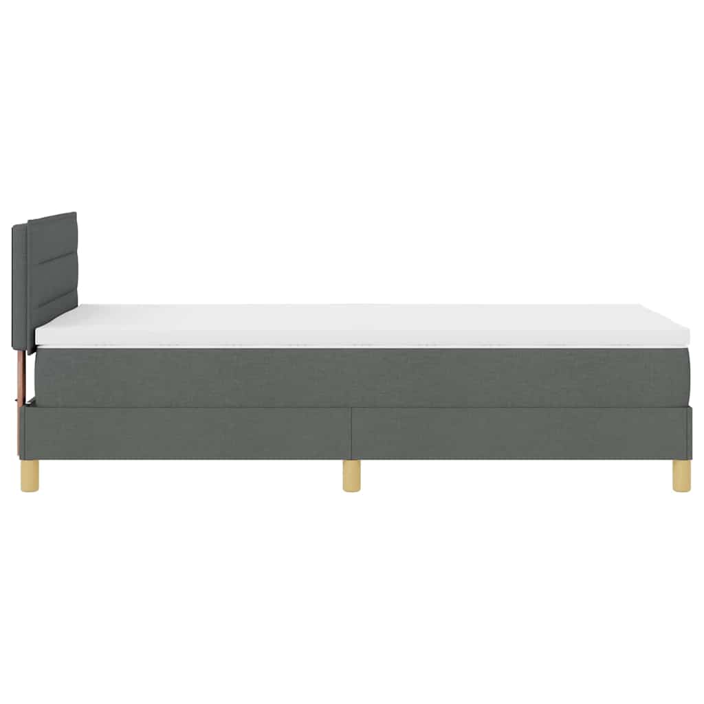 LED Boxspringbett mit Kopfteil Dunkelgrau 90 x 200 cm Stoff