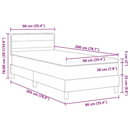 LED Boxspringbett mit Kopfteil Dunkelgrau 90 x 200 cm Stoff