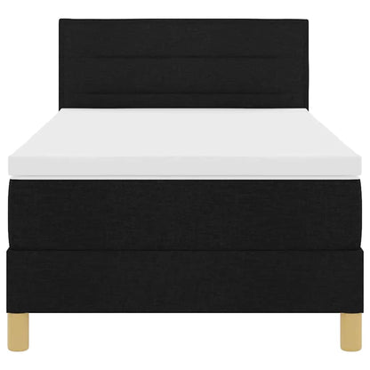 LED Boxspringbett mit Kopfteil Schwarz 90 x 200 cm Stoff