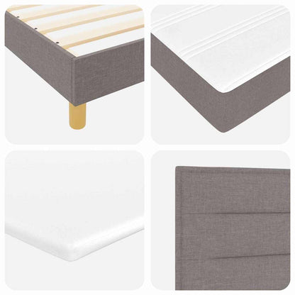 LED Boxspringbett mit Kopfteil Taupe 90 x 200 cm Stoff