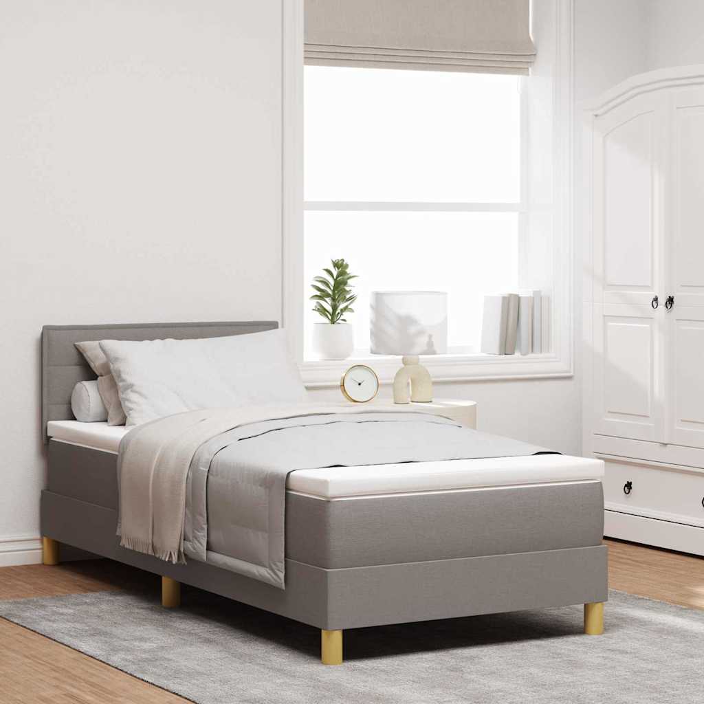 LED Boxspringbett mit Kopfteil Taupe 90 x 200 cm Stoff