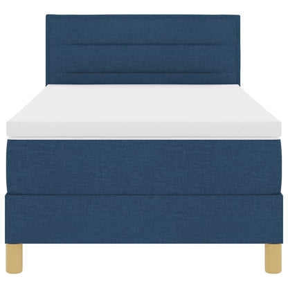 LED Boxspringbett mit LED-Lichtleisten Blau 90 x 200 cm Stoff