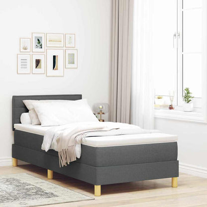 LED Boxspringbett mit Kopfteil Dunkelgrau 100 x 200 cm Stoff