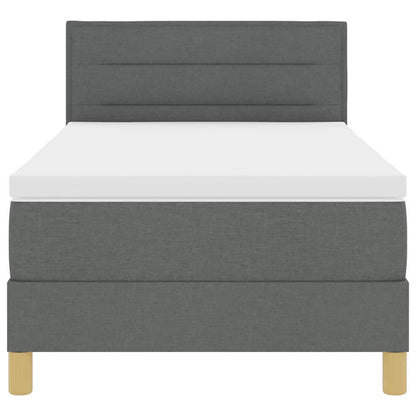LED Boxspringbett mit Kopfteil Dunkelgrau 100 x 200 cm Stoff
